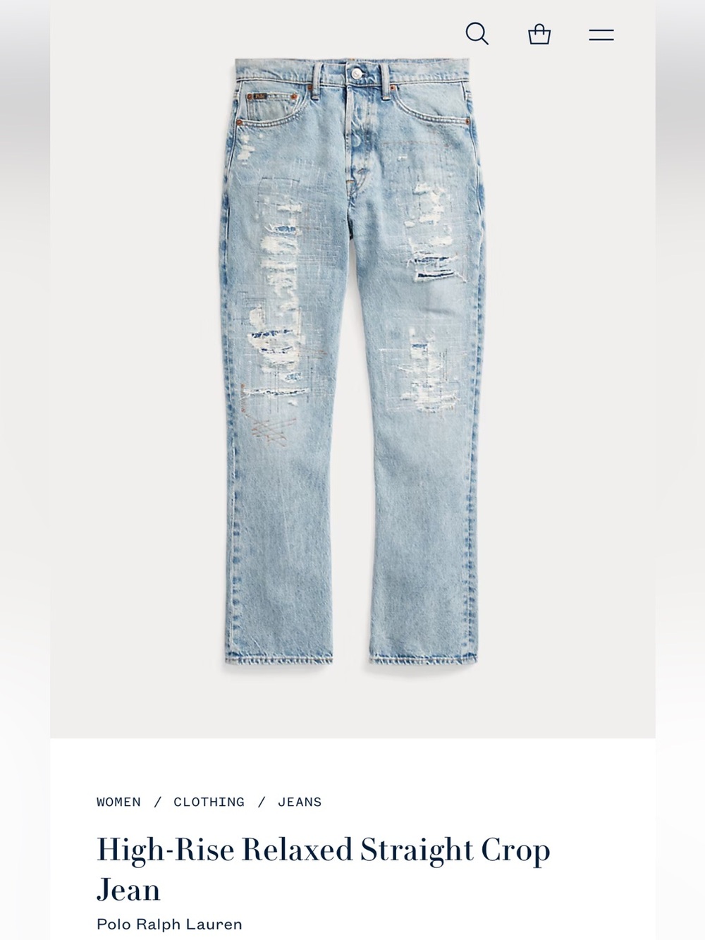 17.) NWT / Polo by Ralph Lauren Light Blue Distressed Straight-Leg Jeans